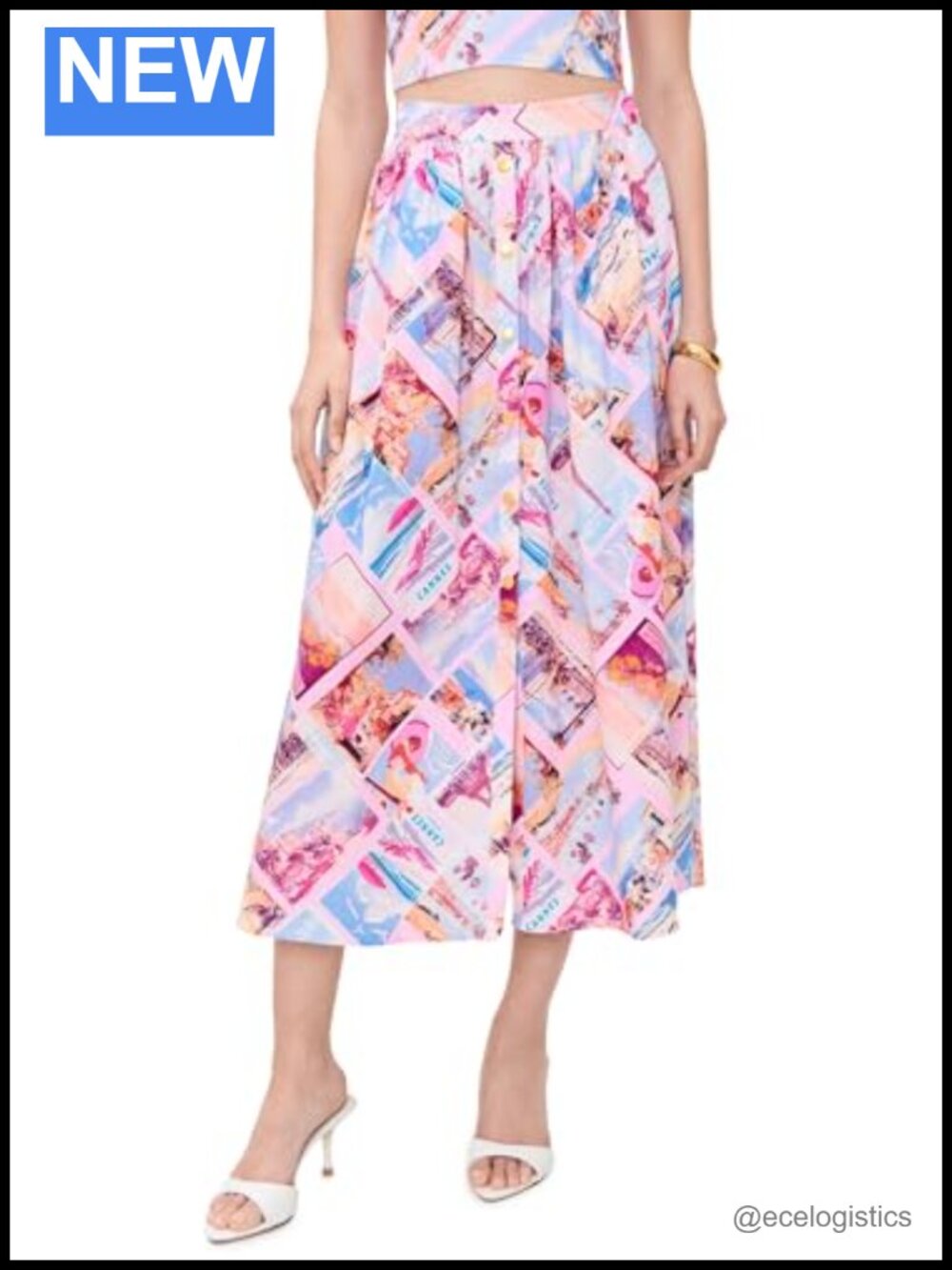 L'AGENCE Seina Midi Skirt Tencel Cotton Weave High Rise Pink